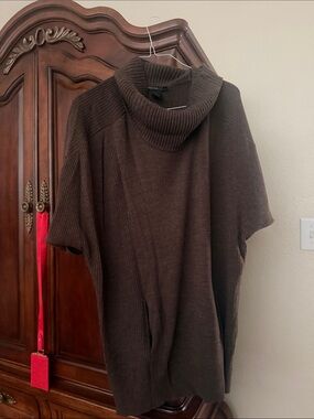 Design History Brown Short-Sleeve Cowl Neck Sweater